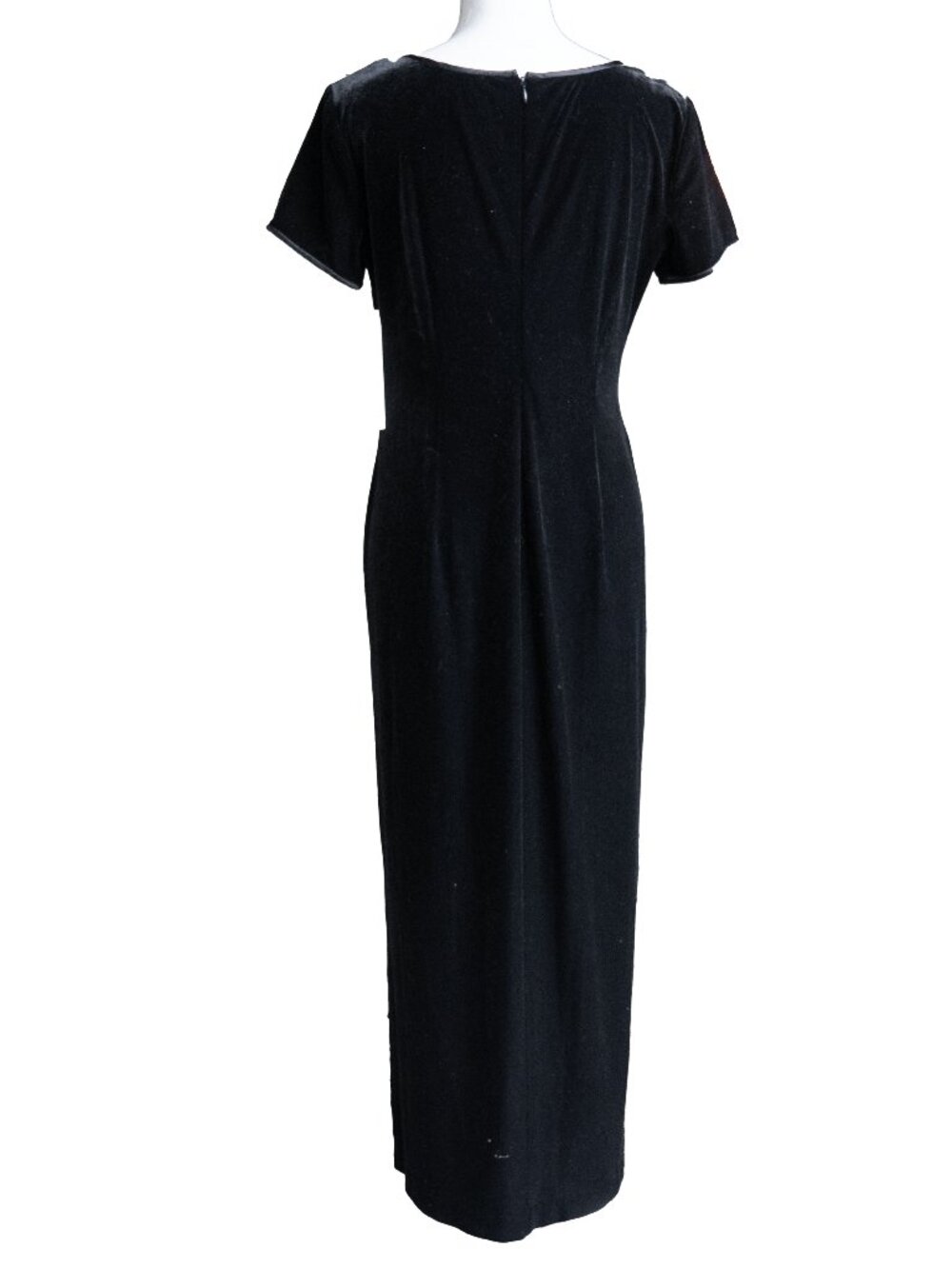 Y2k Black Velvet Dress Witchy WhimsiGoth Phoebe Buffay Velour Body Con Maxi - Picture 3 of 14